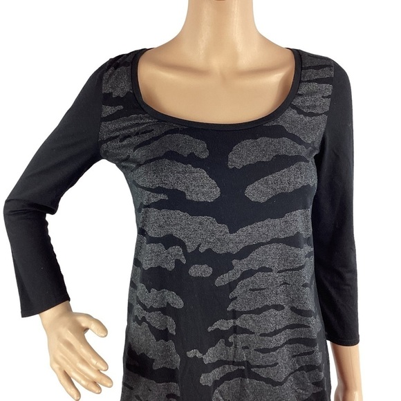 Armani Exchange Tunic Top Size S Black Print - Picture 2 of 7